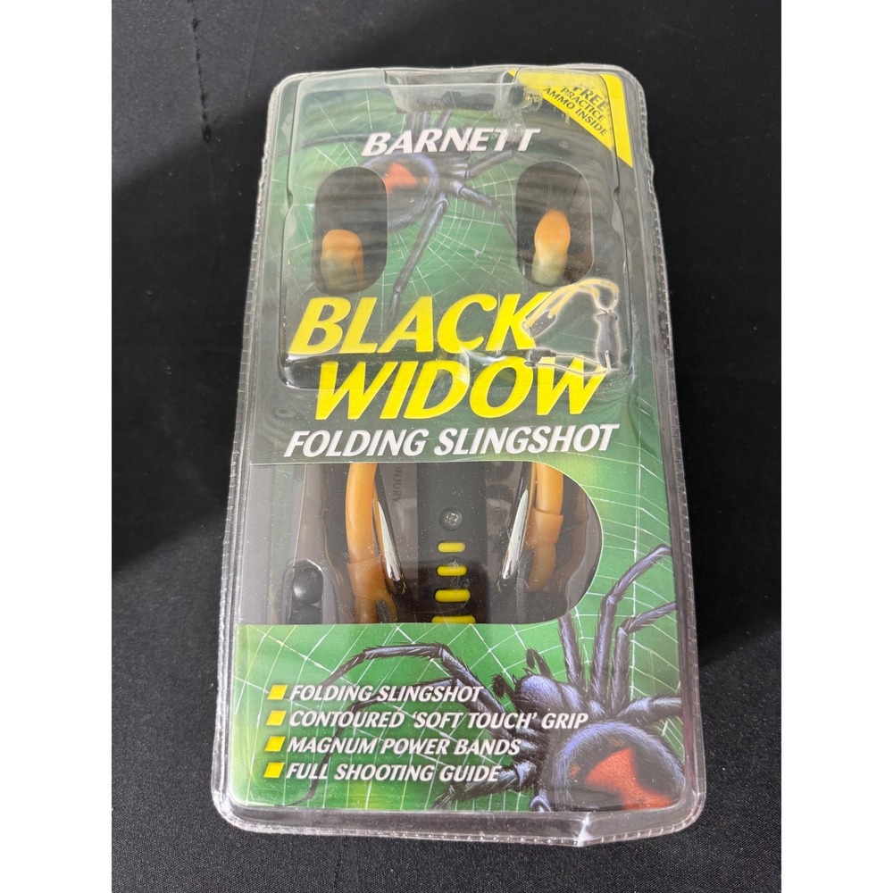 Barnett Black Widow Slingshot OS Black New Folding Magnum Power Bands 17018